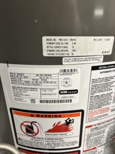 Rheem Water Heater Label