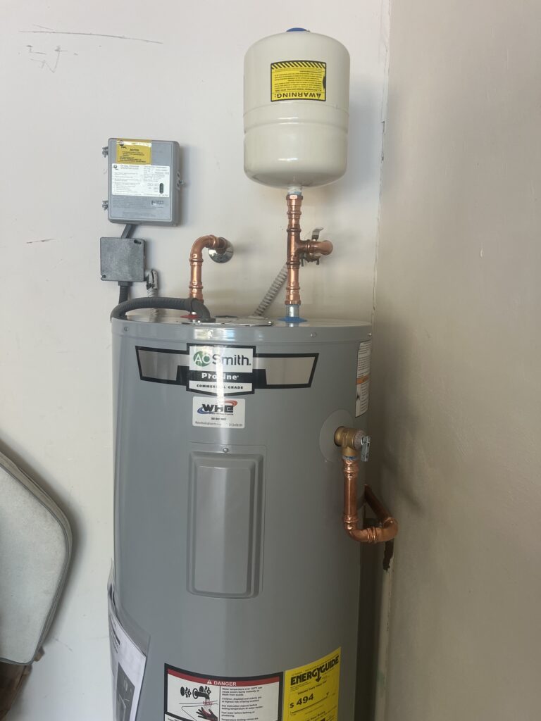 Installed A. O. Smith tank water heater.