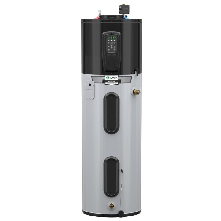 A.O. Smith Voltex MAX HPTA smart hybrid heat-pump water heater, shared manufacturer product image for the 50, 66 and 80 gallon models
