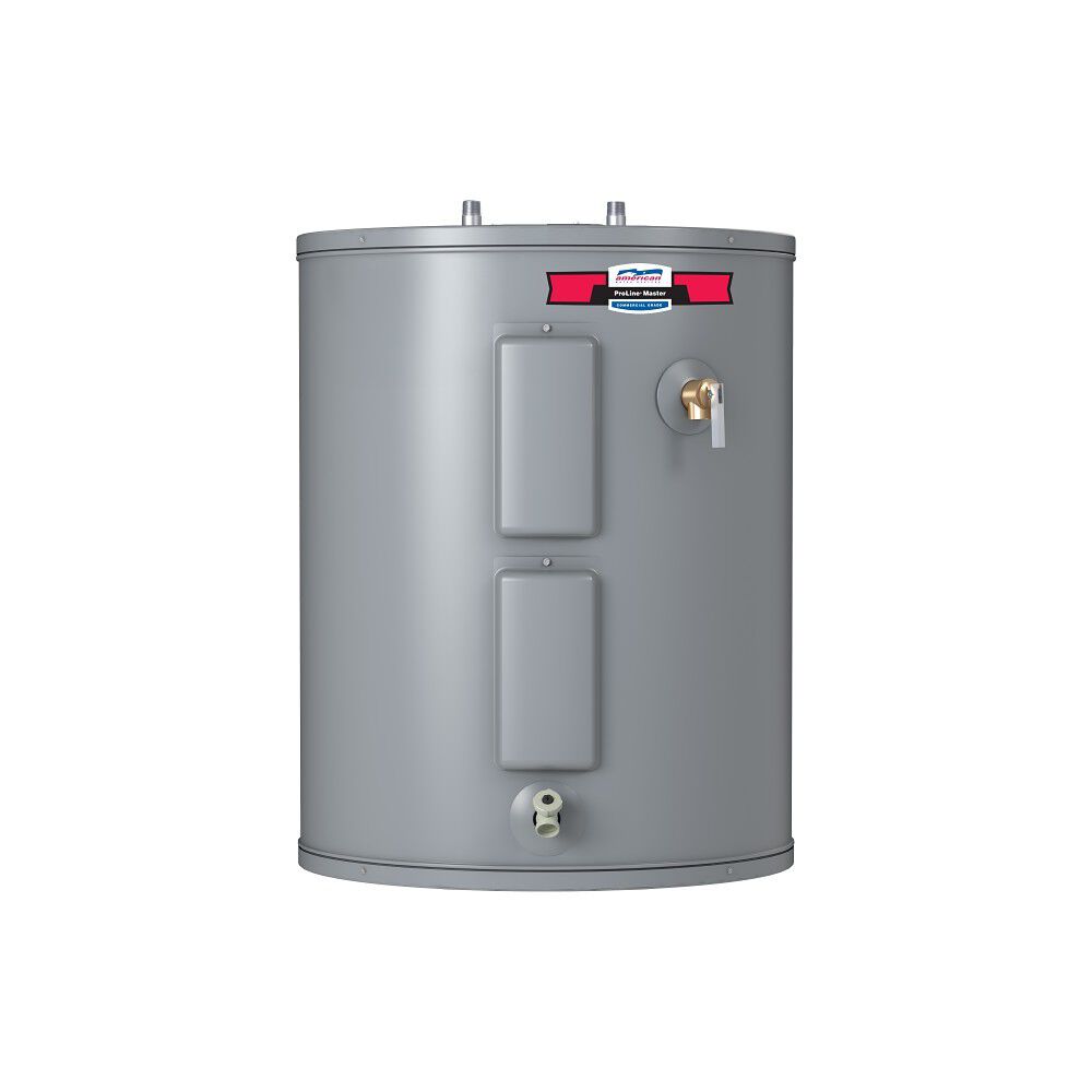 American ProLine lowboy top-connect electric water heater, manufacturer series image; supplied insulation blanket not shown