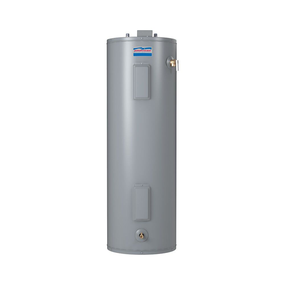 American VSCE62 light-service commercial electric water heater, shared manufacturer series image; dimensions vary by capacity