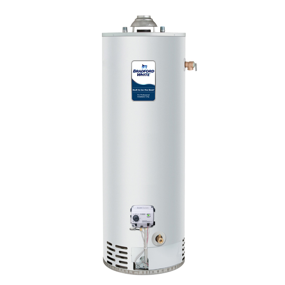 Bradford White tall atmospheric vent gas water heater, representative official family image